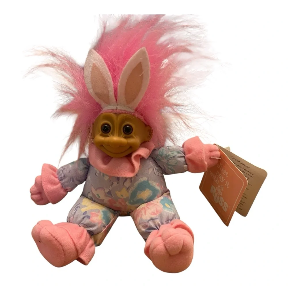 Russ Luv-Pet Pink Troll Doll with Bunny Ears 6” with Tags